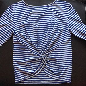 Jcrew striped knot back tee
